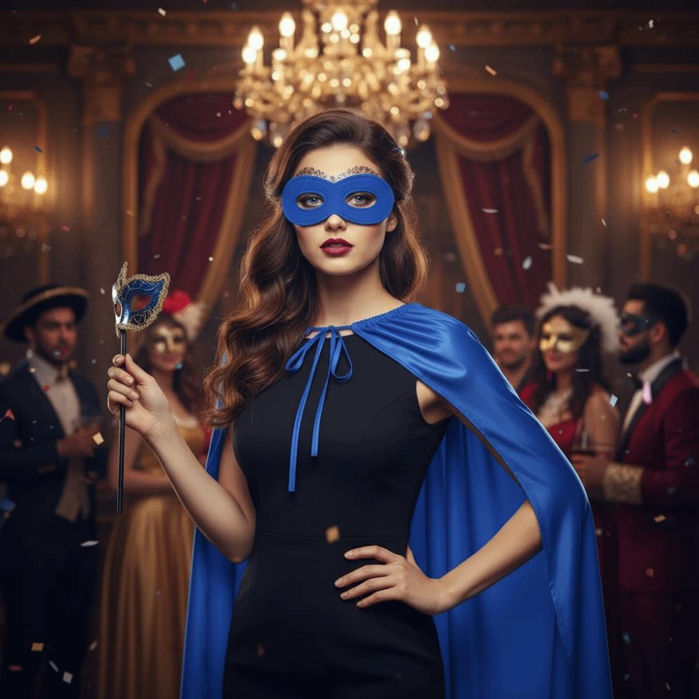 2Pcs/Set Solid Color Adult Superhero Cape with Eye Mask Stage Performance