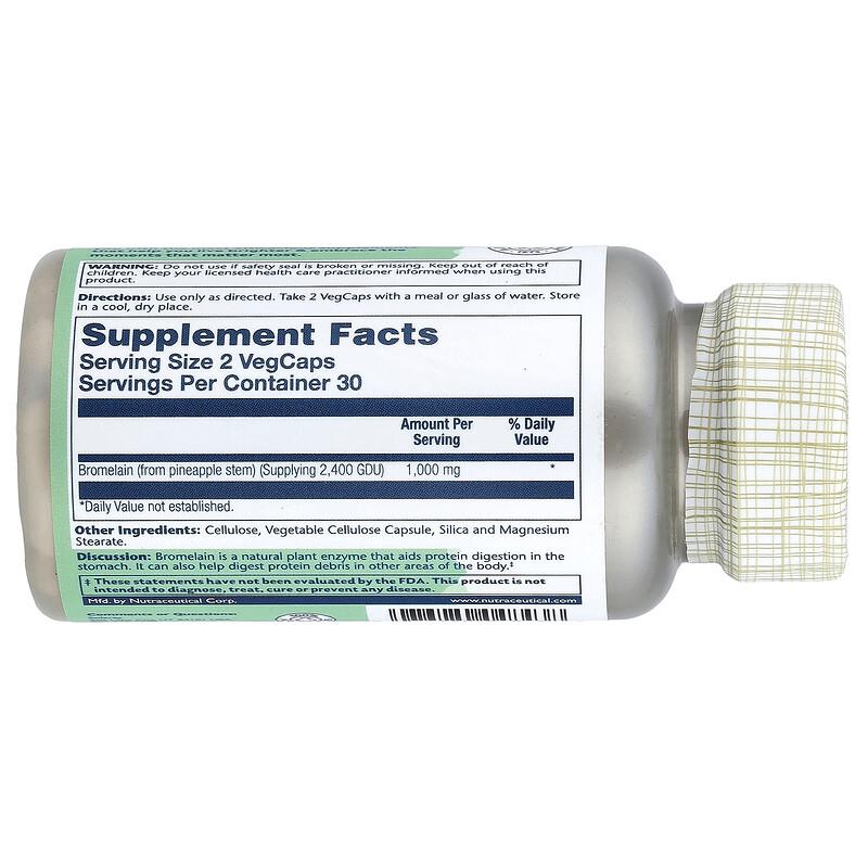 Bromelain, 60 VegCaps (500 mg, 1,200 GDU per Capsule)