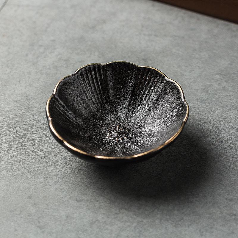 Japanese Style Ceramic Sauce Dish Seasoning Small Snack Dish Dipping Dish Seasoning Bowl Gold Edged Black