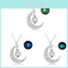 Creative Moon Pumpkin Alloy Necklace With Light Up Pendant For Halloween