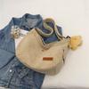 Corduroy Shoulder Bag Women Casual Crossbody Bag Half Moon Hobo Bag Soft Fabric Tote with Strap Cute Pendant