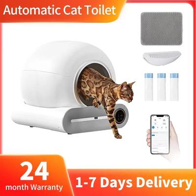 Tonepie Automatisk Smart Kattebakke Selvrensende Kattebakke Kat 65L App-styring Kæledyrskat Toilet Måtte Bakke Ion Deodorant