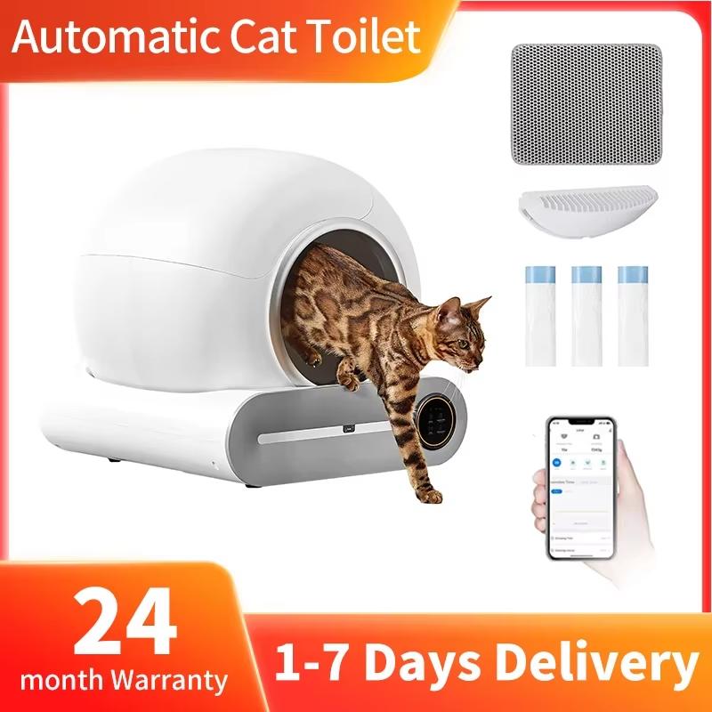 Tonepie Automatischer Smart-Katzenmülleimer Selbstreinigend Arenero Gato Katze 65L App-Steuerung Haustier Katzentoilette Matte Schale Ionen-Deodorant