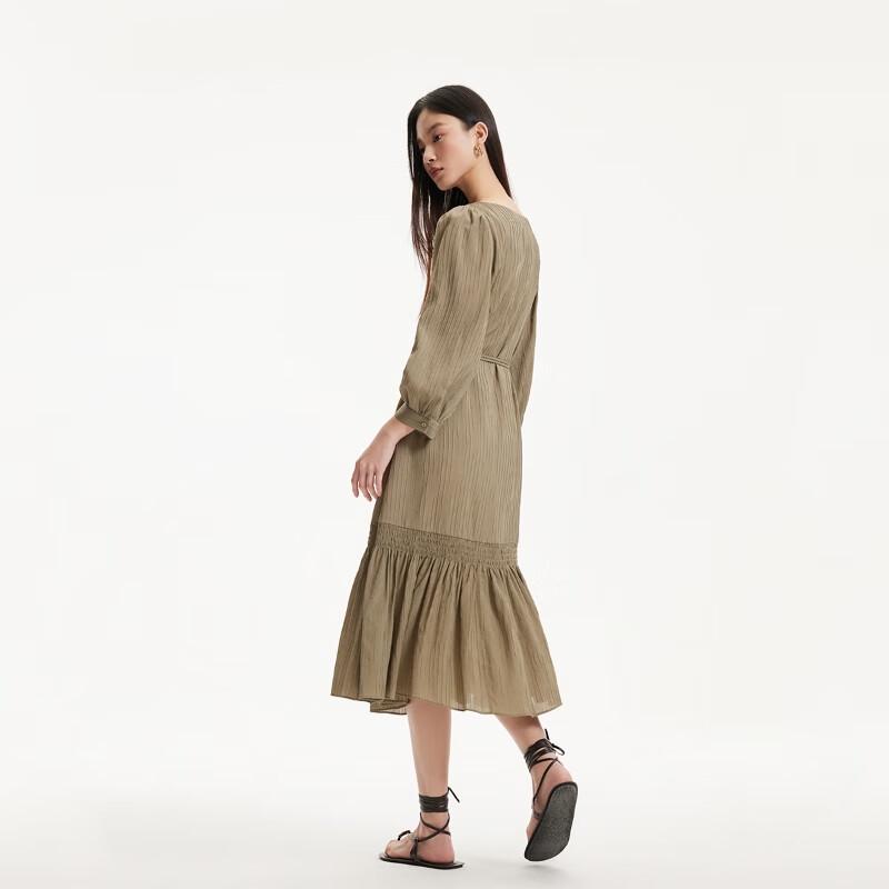 VEROMODA 2024 S/S Textured Round Neck A-Line Long Dress