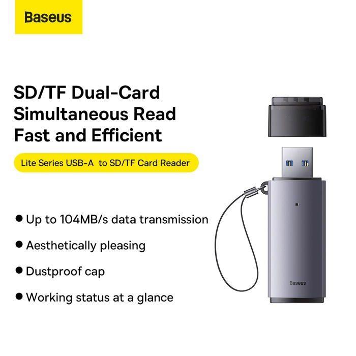 LECTEUR DE CARTES - BASEUS - AIRJOY - USB-A - SD/TF - Gris