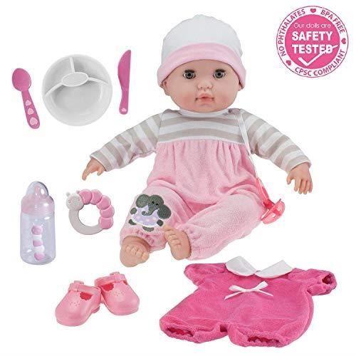 Poupée Nouveau-né - JC TOYS - 38 cm - Corps Souple - Accessoires Inclus