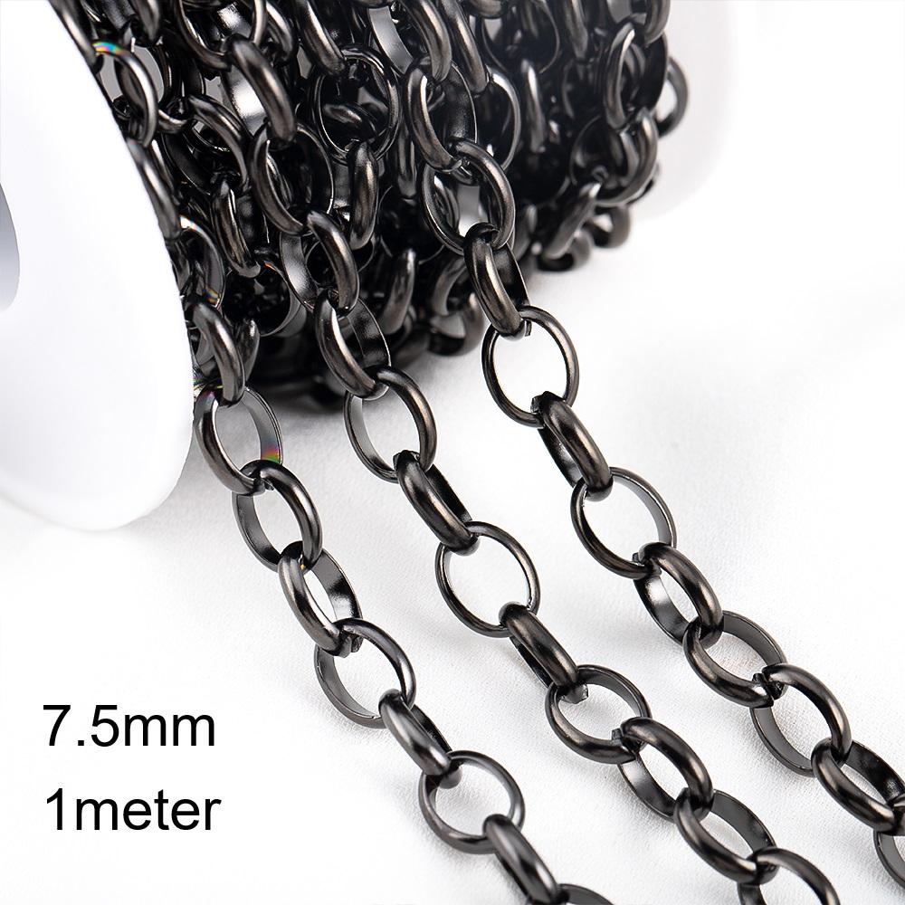 2meter 1meter Black Plated Chain for Men Punk Jewelry Making Necklace Stainless Steel Trend Link Chain Chunky Chain DIY Bracelet