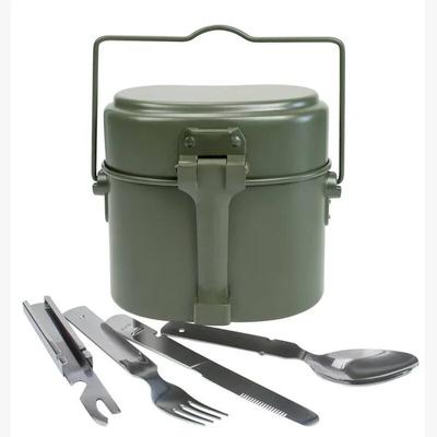 3-in-1 Aluminium-Camping-Lunchbox, Armee-Feldflasche, Topf für Picknick, Reise-Wasserbecher, Schüssel, Militär-Kochgeschirr-Set für den Außenbereich