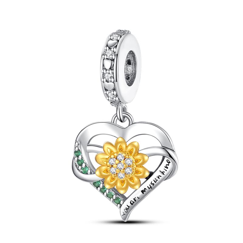 New Stylecopper Sunflower And Rose Charm Beads Suitable For Original Pan Women'S Bracelet Di Souvenir Customization