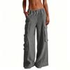 Pantaloni da Donna Casual a Vita Alta a Gamba Larga per Vacanze al Mare con Tasche