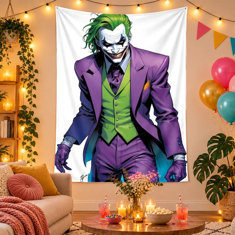 Polyester Wall Tapestry with Joker DC Design, Decorative Hanging for Bedroom Living Room Dorm