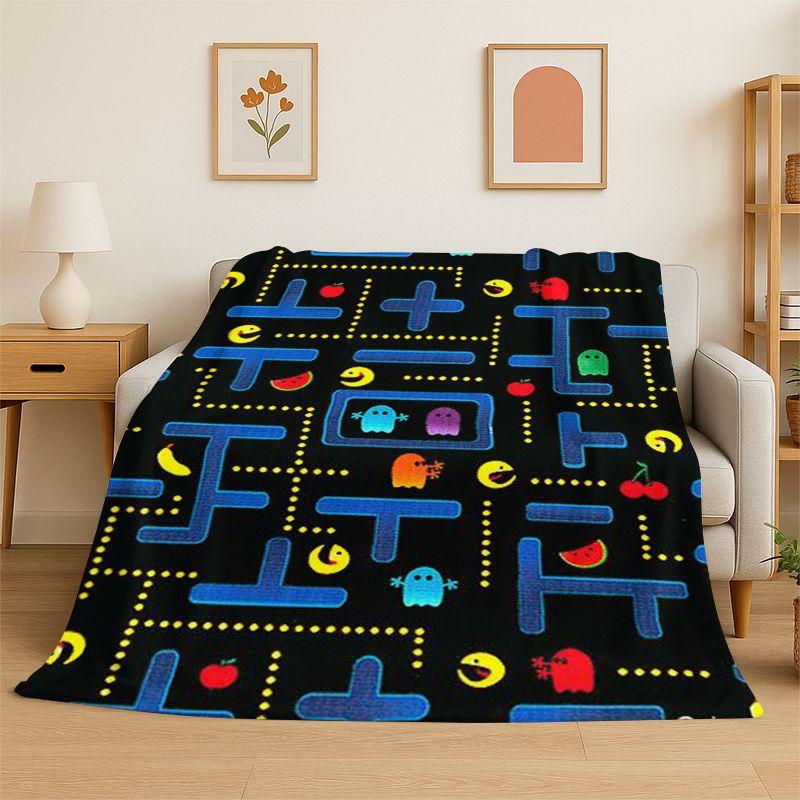 Retro P-Pacman Game Soft Flannel Throw Blanket,Cozy Blanket for Bed,Couch,Sofa,Bedroom,Living Room,Travel,Picnic  Camping