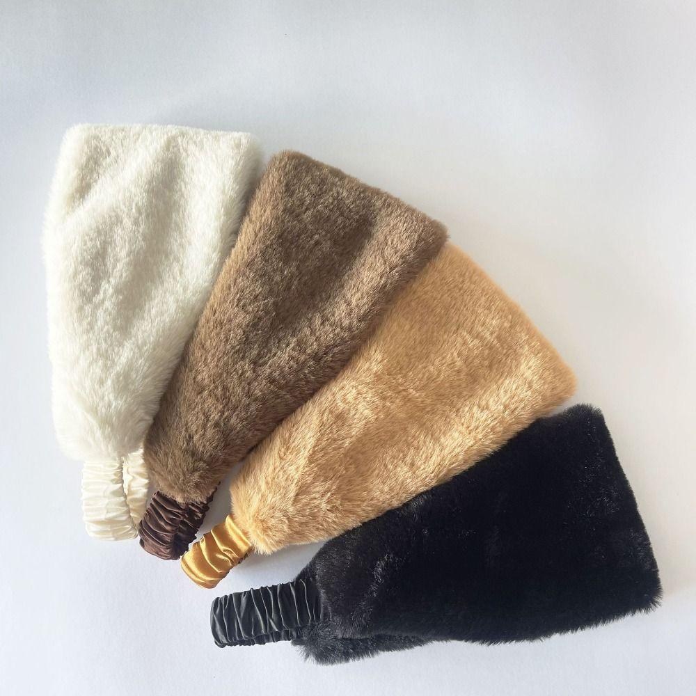 Wide Edge Fluffy Plush Headband Ear Warm Winter Elastic Headband  Winter Hair Accessories