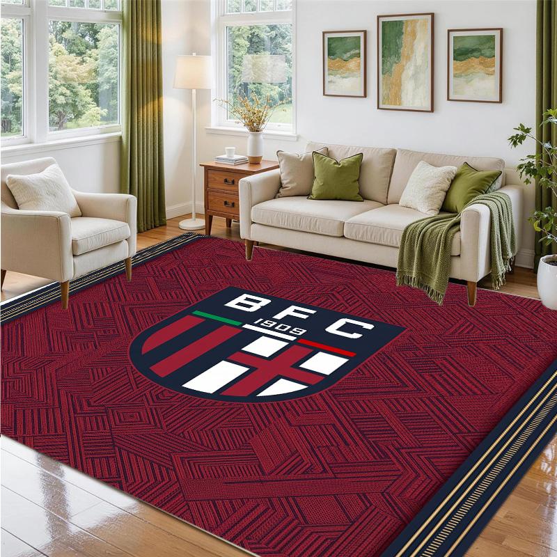 Bologna FC Design Crystal Velvet Rug Soft Decorative Mat for Bedroom Entrance