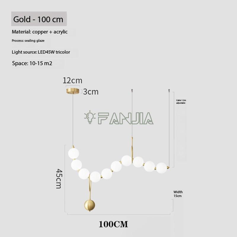 2024 Necklace Shape Pendent Chandelier Copper Bar Fashion Magic Bean Lamp Home Decor Stairs LED Suspended Hanging Light  Lustre
