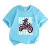 Kids Boys Girls 100% Cotton Crew Neck Short Sleeve T-Shirt, Cool Motocross Rider Ride Like A Girl Graphic Casual Tees For Youth Daily Outdoor Playwear