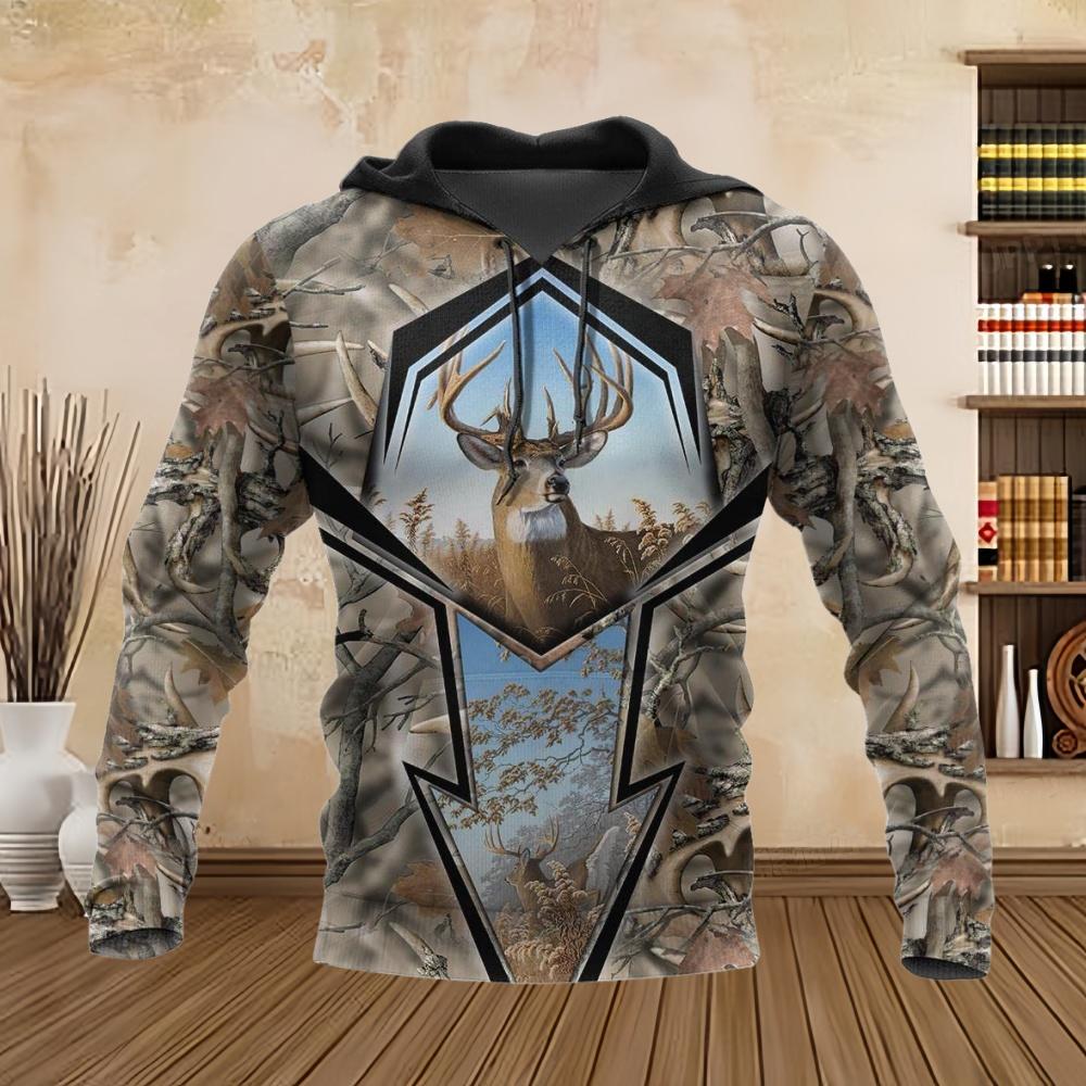 New In Sweatshirts Street Deer Graphic Long Sleeves Zipper Hoodie Tops Autumn Comfortable Kangaroo Pocket Oversized Zipup Hoodie
