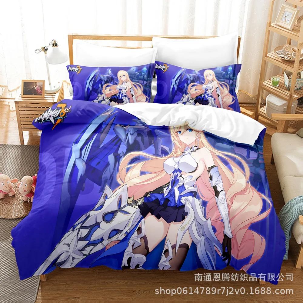 2014 Honkai Impact 3 Sängkläder Set Enkel Twin Full Queen King Size Kawaii Flicka Sängset Tonåring Sovrum Påslakanset 3D-tryck