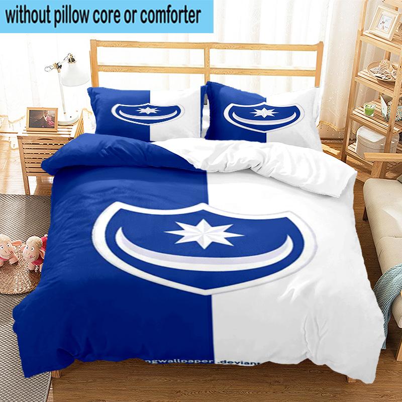 3pcs Portsmouth F.C Printed Bedding Set Duvet Cover Closure Includes 1 Duvet Cover & 2 Pillowcases Bedding Sets Home Decor Gifts