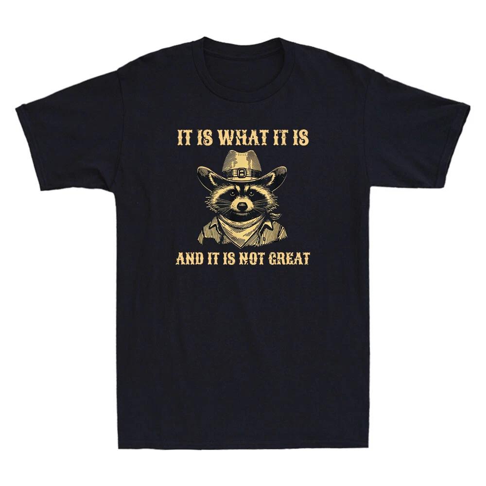 It Is What It Is And It Is Not Great Funny Raccoon Humor Quote Retro Men T-Shirt XXL