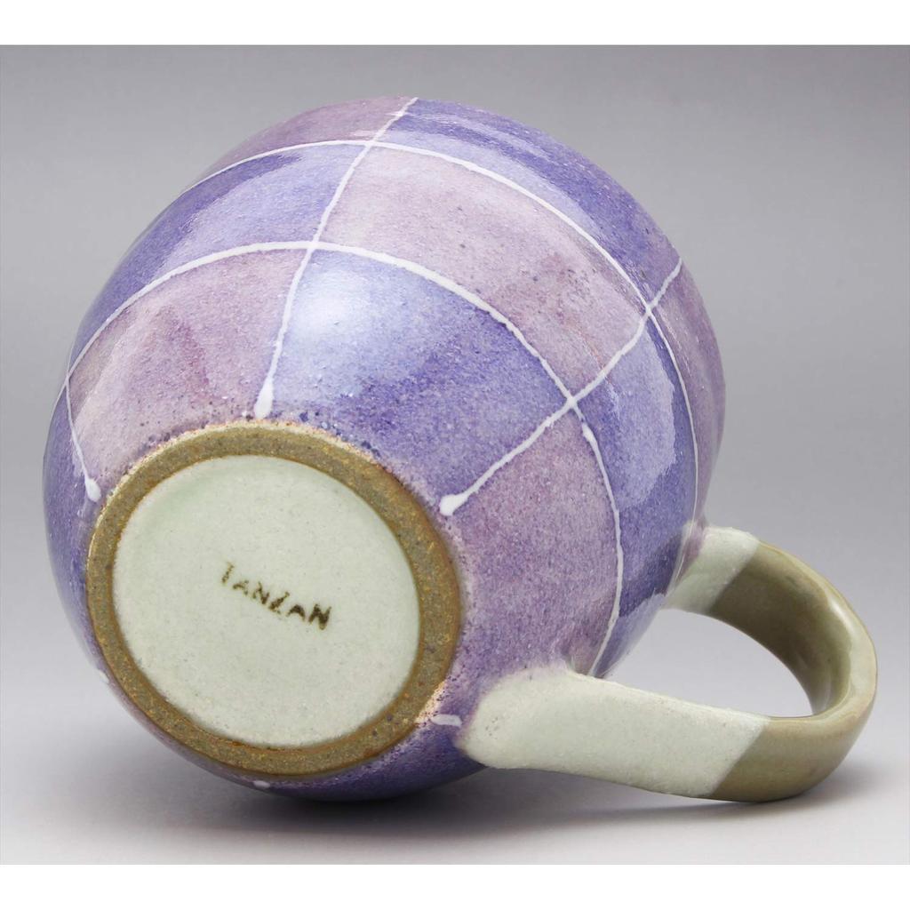 Mino Ware Mug Colored Checkered Purple Made in Japan 501-26