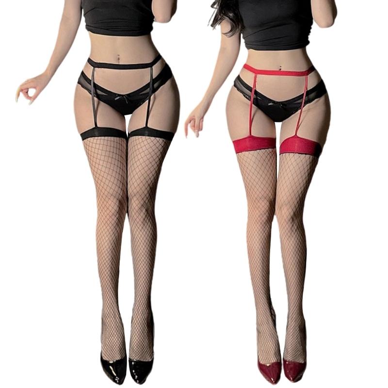 Womens Fishnet Garter Belt Stockings Suspender Pantyhose for Parties and Daily Wear Lingerie Tights Thigh High Stockings