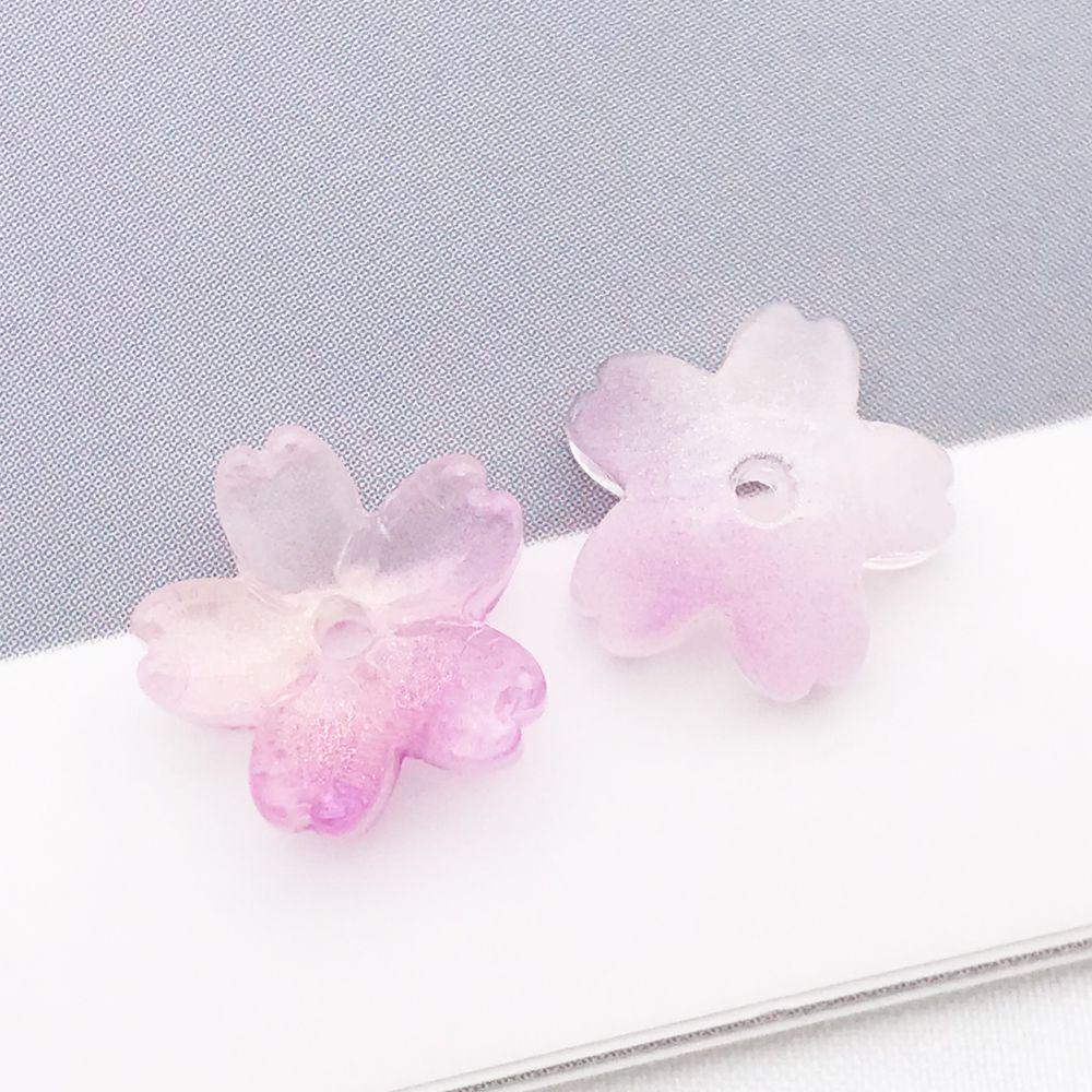 50 Multicolor Transparent Gradient Cherry Blossom Petal Charms for DIY Jewelry