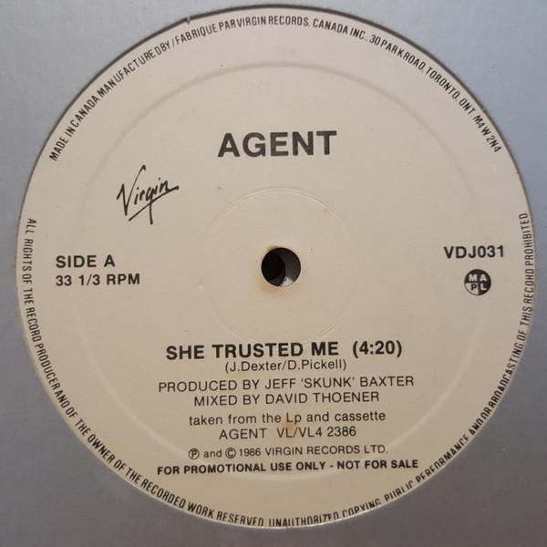 

12inch Record AGENT She Trusted Me This Could Be The VDJ031 Virgin 1986 Canada Rock Used