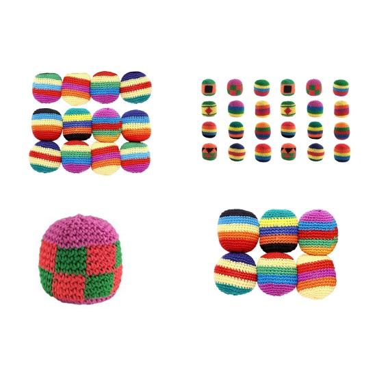 Handmade Sack, Set, Soft Juggling Balls Knitted Footbag Filled Throwing Beanbag Toys