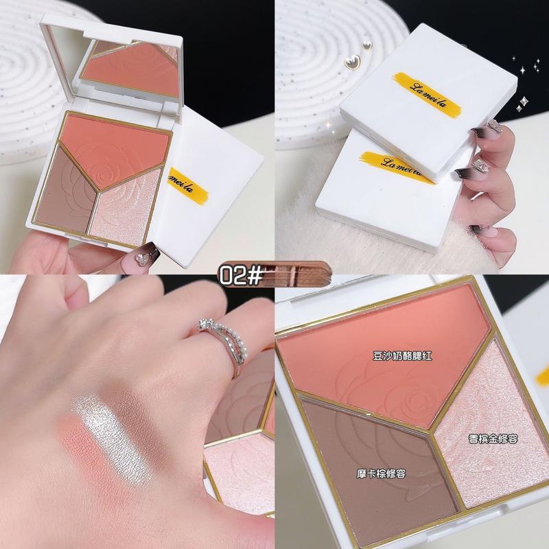 

Палетка 3-в-1 для хайлайтера и контуринга - Осветляющая тень для носа, оттенок для щек и румяна - Матовые и перламутровые финиши 2 # Red Bean Paste Tray