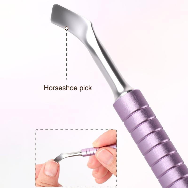 6 In 1 Nail Beveled Head Stainless Steel Cuticle Pusher Nail Art Sanding Tablet Manicure Sticks Tool For Salon Nails Accessories