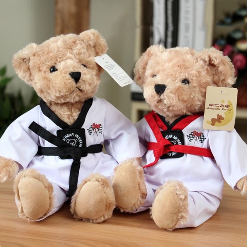 Wholesale Taekwondo Teddy Bear Plush Toy Martial Arts Gift With Logo Rose Velvet Filling 30cm