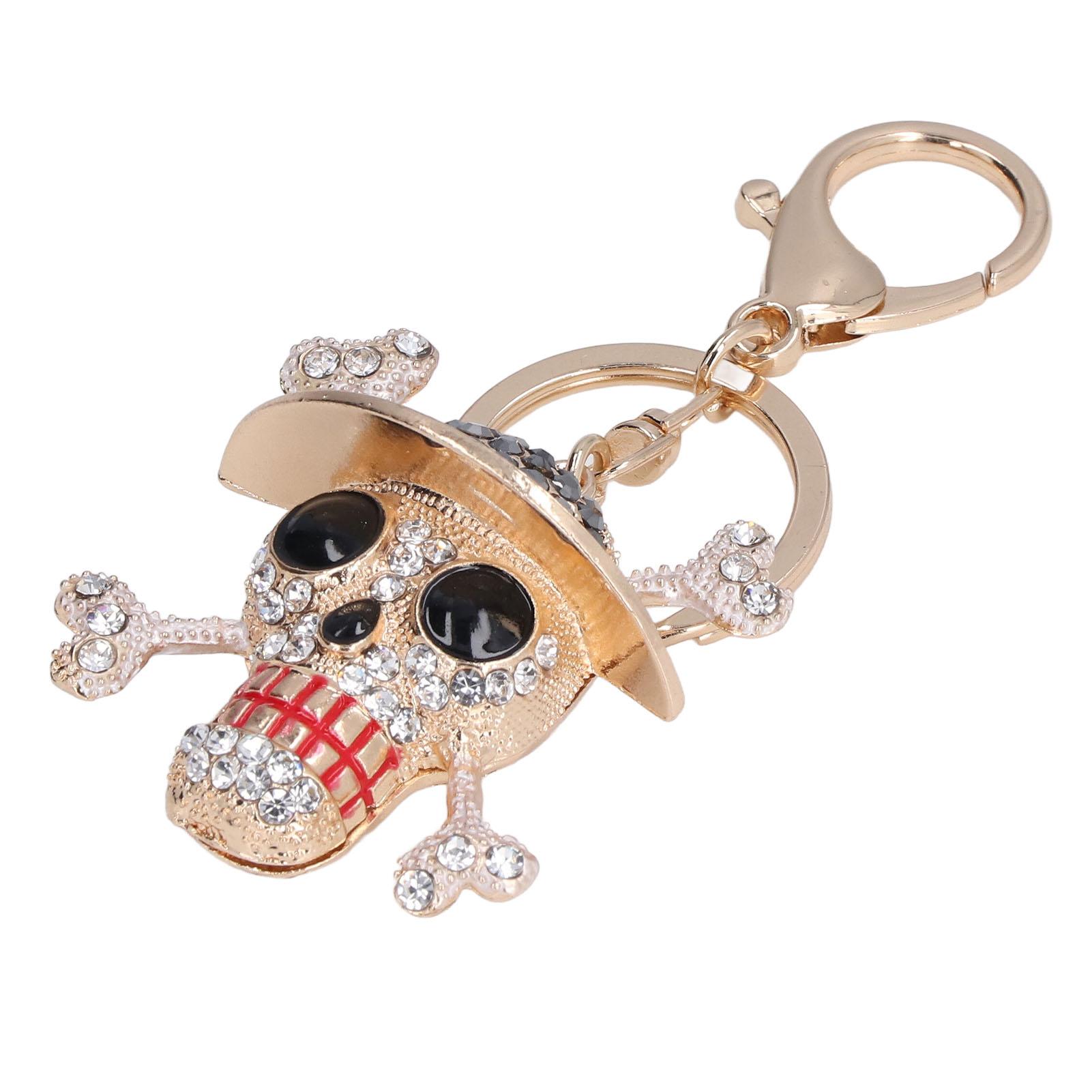 

Брелок в виде черепа, уникальный дизайн, инкрустированный стразами, цинковый сплав, прочный, износостойкий, широкое применение золотой