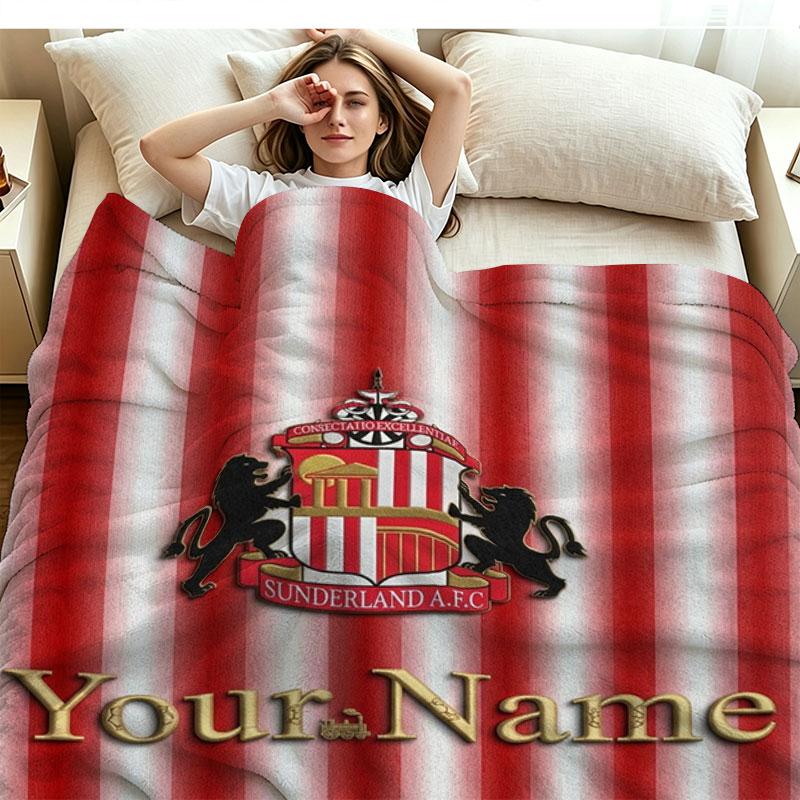 1PC Sunderland A.F Custom Name Patterned Flannel Blanket Suitable For All Seasons for Home Decor Warmth and Comfort Gifts Holiday Present