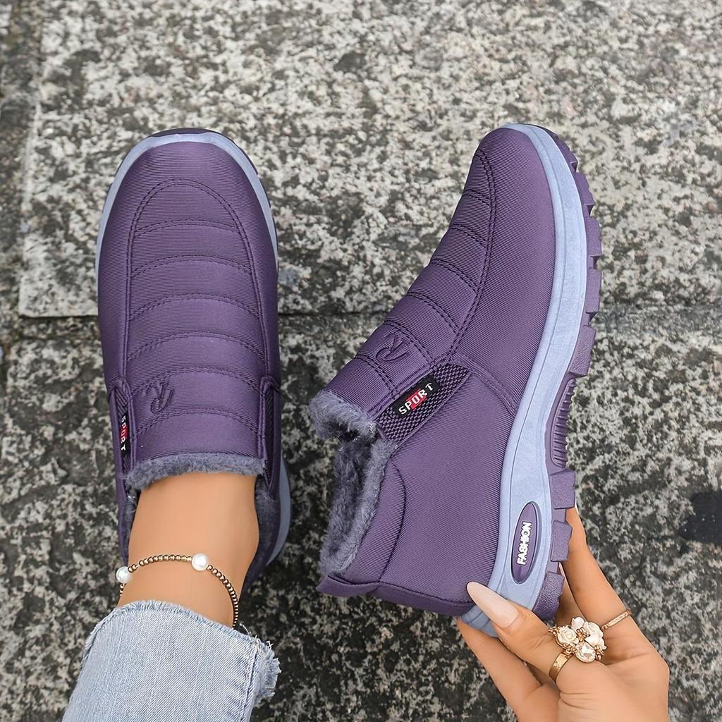 Women's Solid Color Fluffy Boots, Thick Soled Soft Soled Winter Warm Lining Boots, Non Slip Warm Short Boots