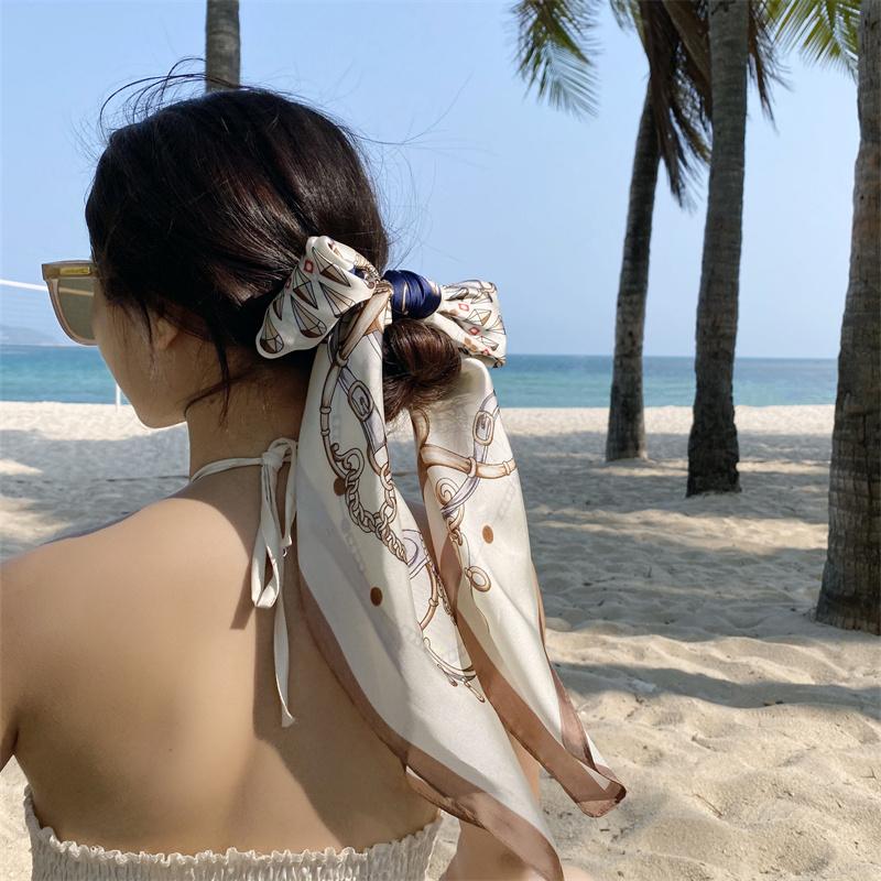 90*90cm Silk Satin Hijab for Women Luxury Square Silk Scarf Satin Bandana Cheveux Soft Handkerchief Hijab Hair Accessories