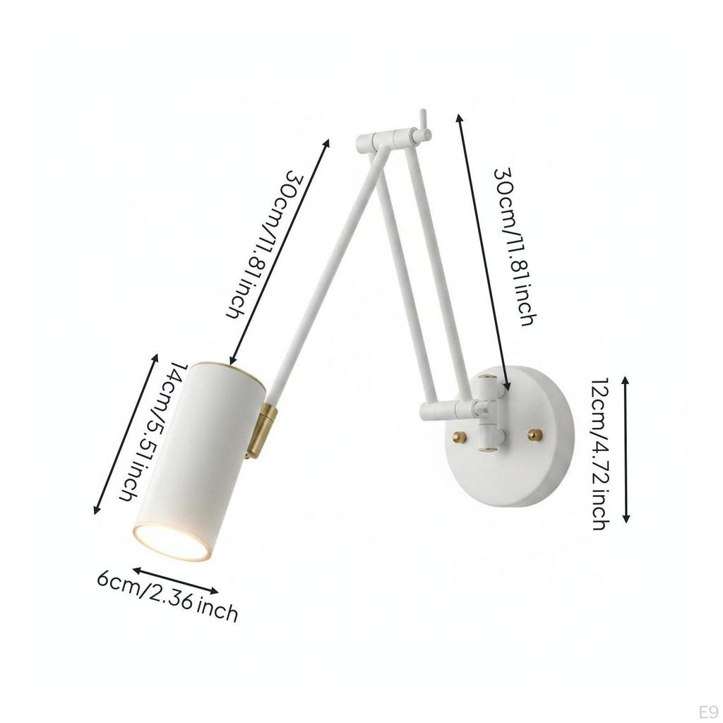 Adjustable Swing Arm Lamp Foldable Wall Light Retro Reading for Readers,