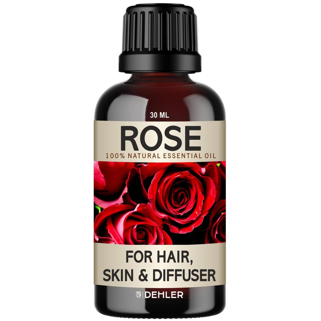 DEHLER 100% Pure Natural Rose Essential Oils for Hair, Skin Use & Aromatherapy - 100% Pure Natural Rose Essential oil for Diffuser, Skin, Fa