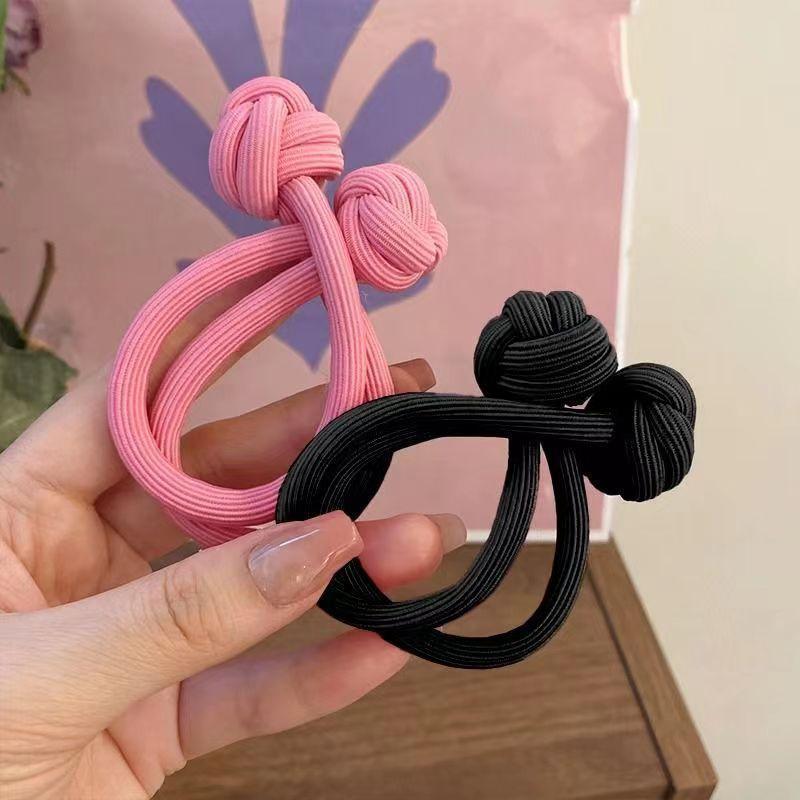 4pcs Knotted Hair Tie High Elasticity Hair Rope Bands Solid Color Hair Ring Durable Ponytail Holder Hair Accessories For Women