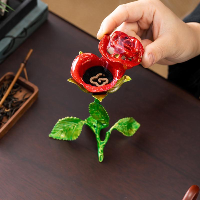 1pcs Rose-Scented Incense Burner - Feng Shui Decorative Item Suitable for Meditation Yoga Home Decor Valentine's Day Gift 7