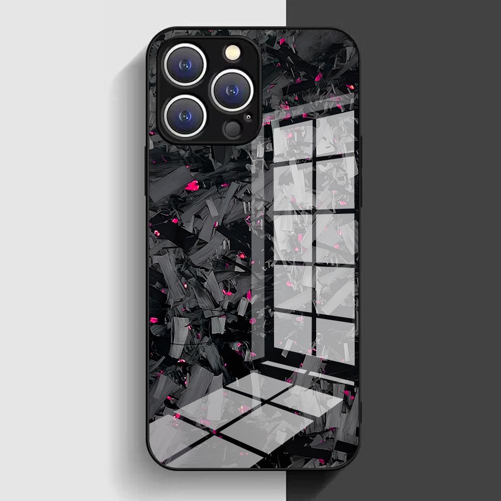 Echte geschmiedete Kohlefaser-Handyhülle für iPhone 16 15 14 13 12 Mini 11 Pro XS Max XR X SE 8 7 Plus Glas Weicher Rahmen Rückseite