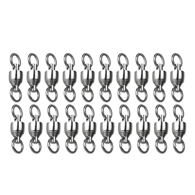 

20Pcs Bearing Fishing Swivels Line Connector Heavy Duty Stainless Rolling Barrels Swivels Connectors Fishing Tackle срібний