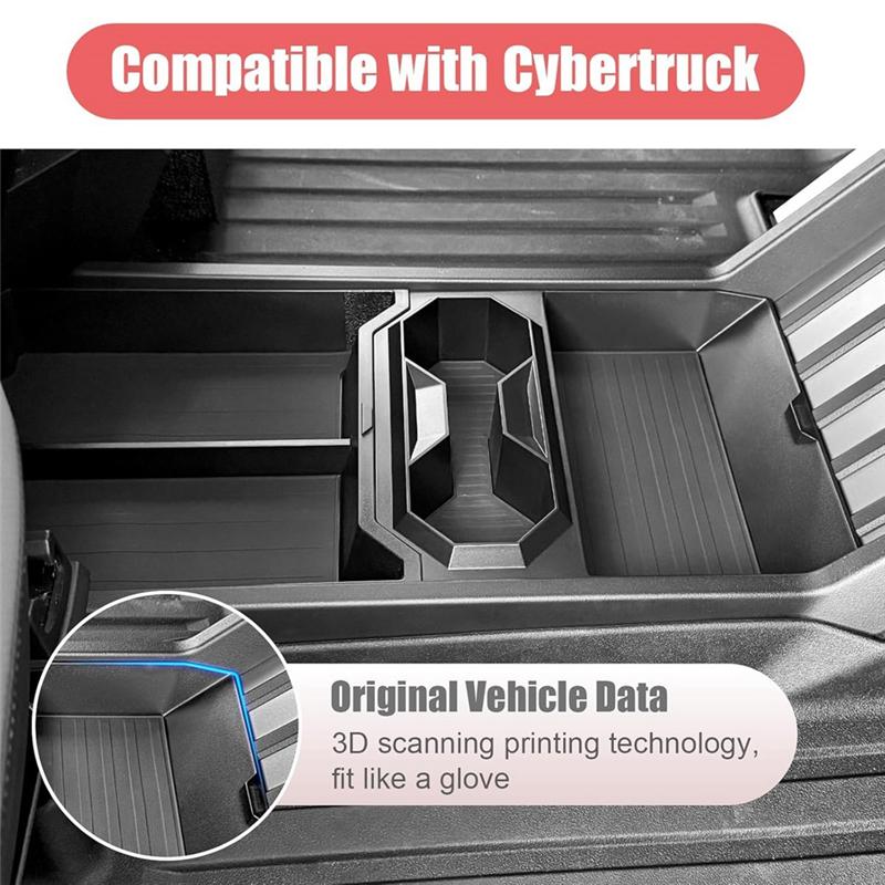Ac29-2024 2025 For Tesla Cybertruck Lower Center Console Organizer Tray With Cup Holder Storage Box Interior Accessories