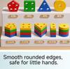 Montessori Geometric Stacking Peg Toy Early Learning Educational Shape Sorting Building Blocks for 1-3 Years Old Boys Girls