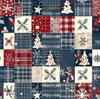 Tissu Coton Imprimé Arbre de Noël Patchwork Vintage Flocon de Neige - Parfait pour le Quilting & les Loisirs Créatifs (Demi-cour)