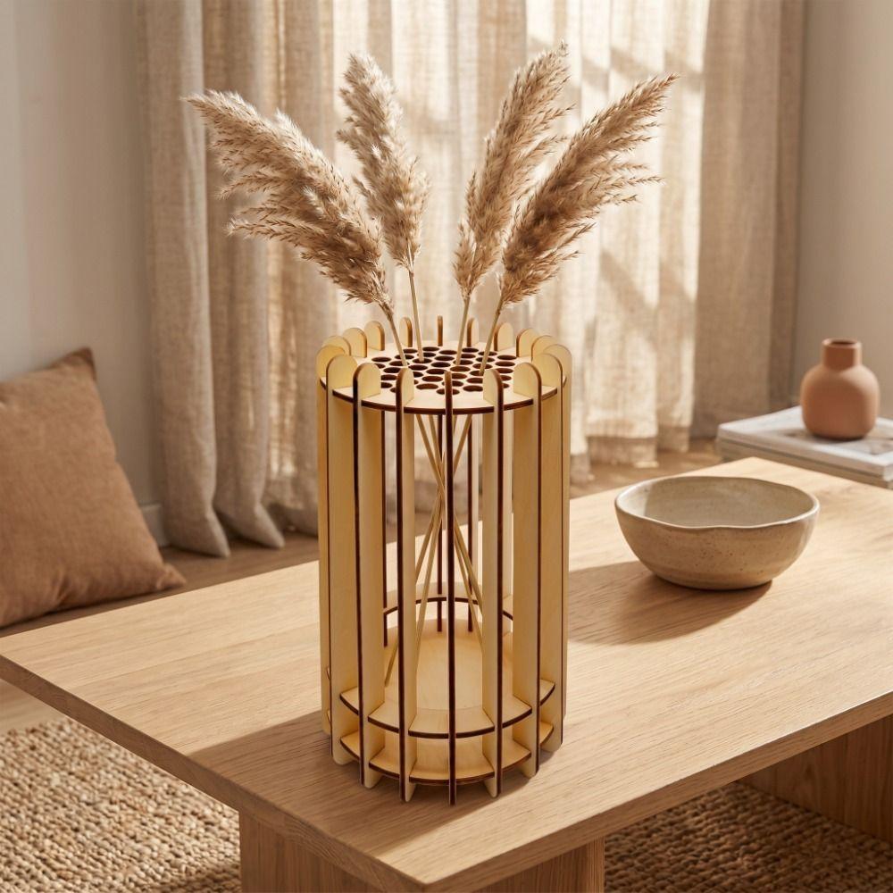 Unique DIY Wooden Vase Artistic Floral Container Creative 3D Puzzle Vase  Gift