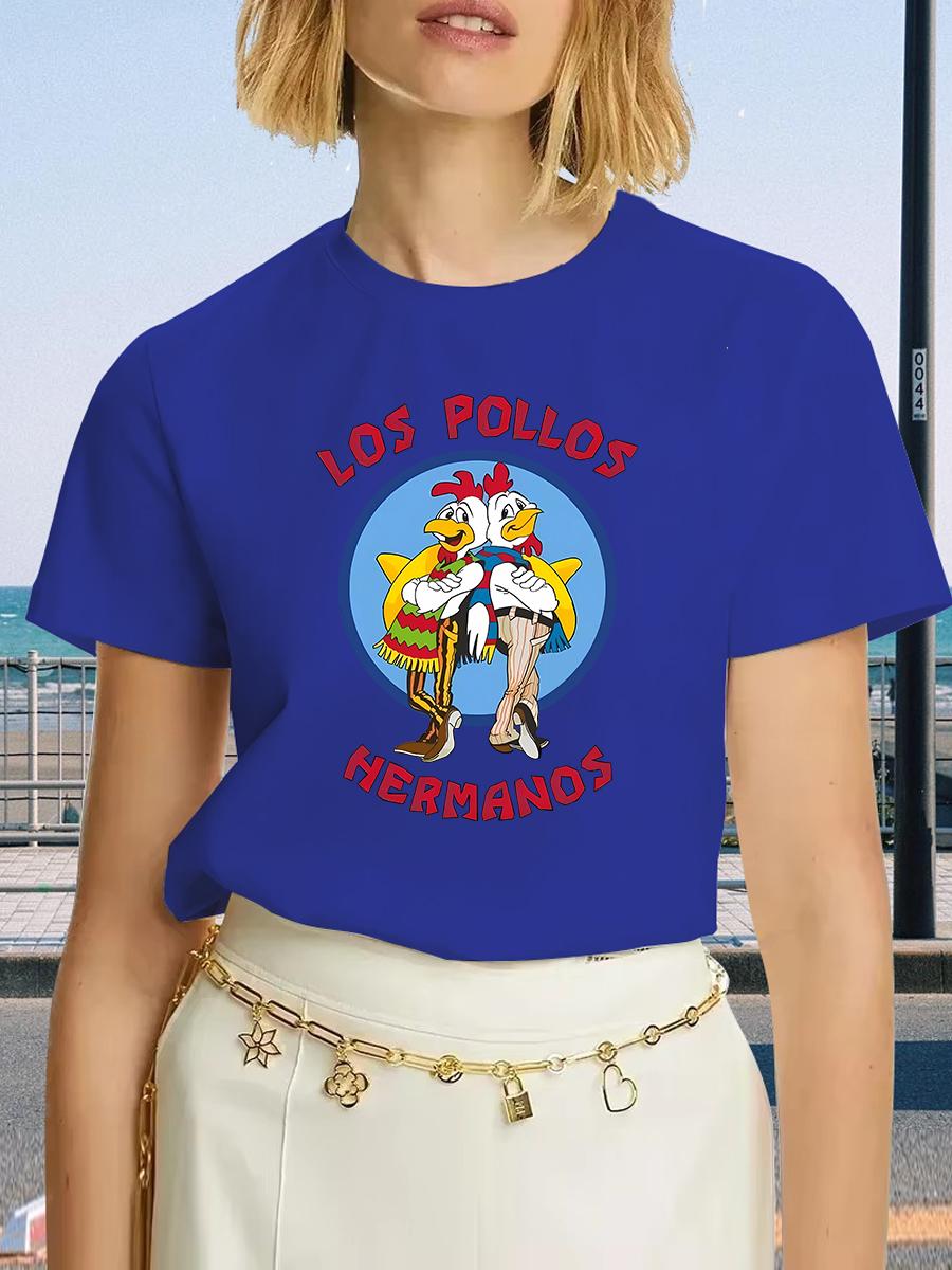 

Роскошный бренд LOS POLLOS HERMANOS Графическая футболка Летние повседневные футболки для женских мужских девочек Уличная одежда Футболка с коротким рукавом 4XL