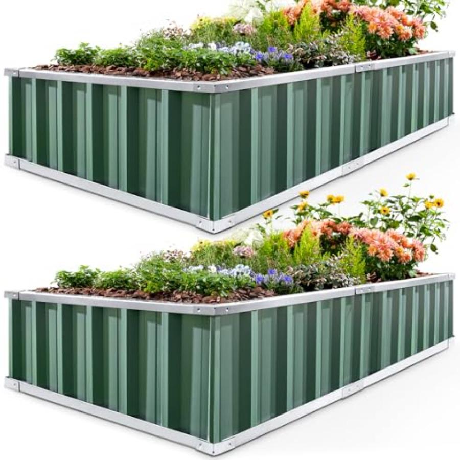 

Raised Garden Bed 68 x 36 x 12 2 Packs Galvanized Steel Metal Outdoor Planter Kit Box for Vegetables Flowers and Herbs Green United States