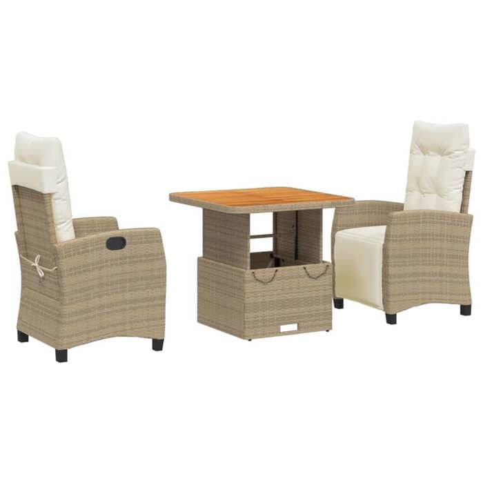 VidaXL 3-Piece Garden Dining Set with Cushions, Patio Table, Patio Furniture, Outdoor Furniture, Beige 3277411