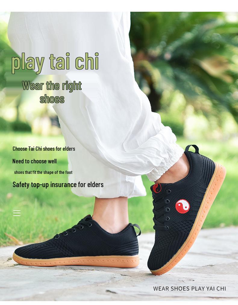 Prodyšné síťované boty na Tai Chi pro muže a ženy - Letní sportovní boty na Wushu a Kung Fu s podrážkou z hovězí šlachy